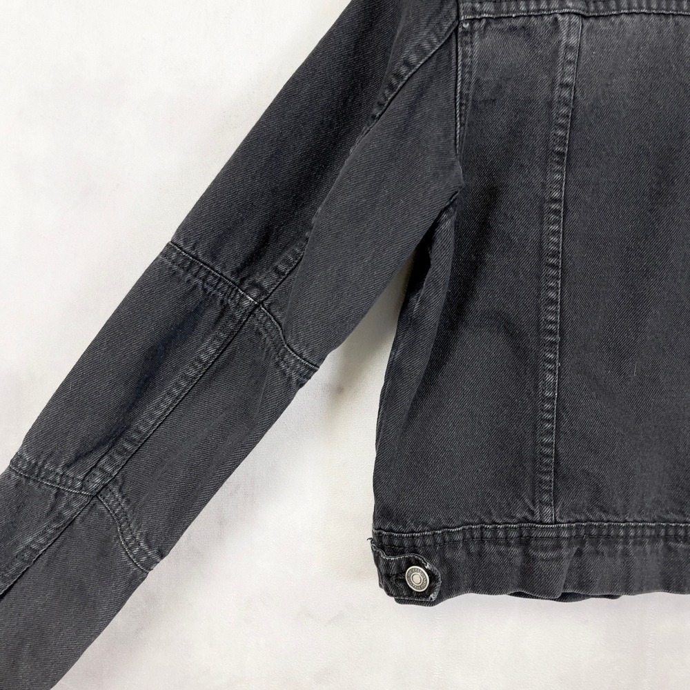 Free People Women Denim Jacket XS Black Grunge Indie Rock Trucker Western‎ Urban - Picture 7 of 14